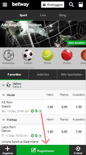 Betway Registrierung