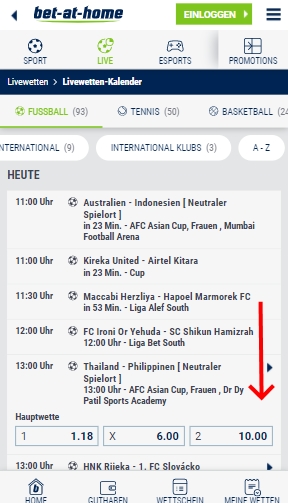 Bet at home Live Kalender