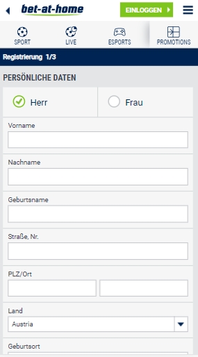 Bet-at-home registrieren