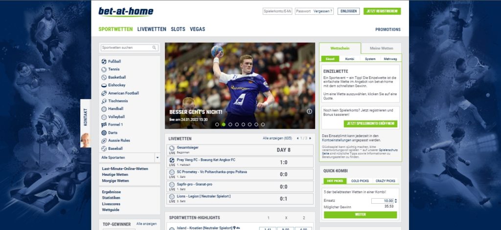 Bet at home Webseite