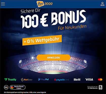 Bet3000 Neukundenbonus