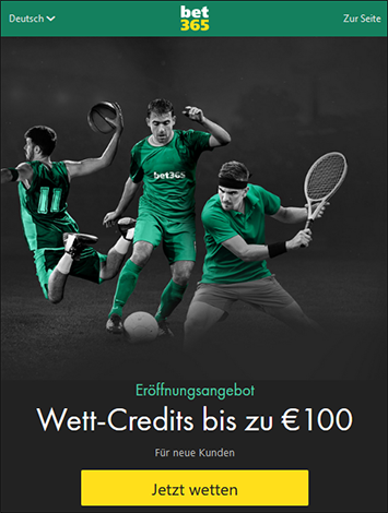 Bet365 100€ Wett-Credits
