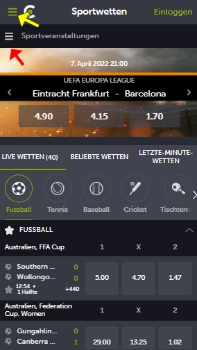 ComeOn Mobile Wetten