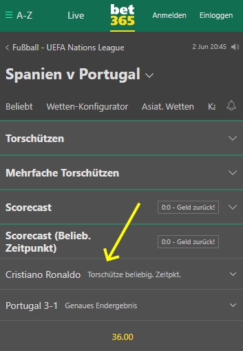 Bet365 Scorecast