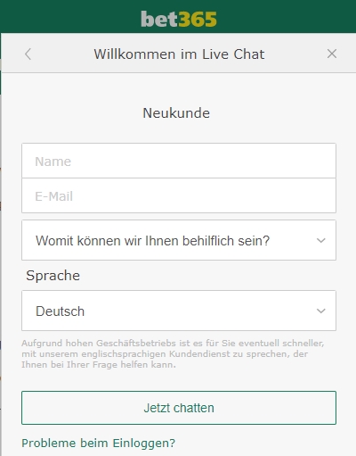 Bet365 live chat deutsch