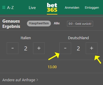 Ergebniswette bet365