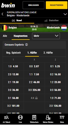 Bwin Ergebniswette Halbzeit