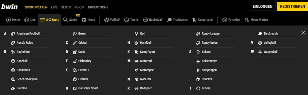 Bwin Sportarten