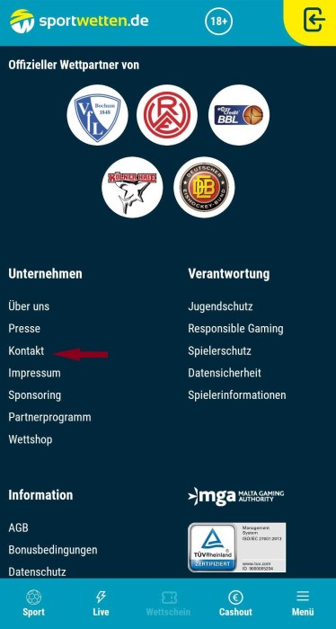 Sportwetten.de Kontakt