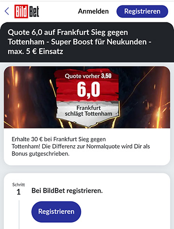 Bildbet Quotenboost Eintracht vs Tottenham