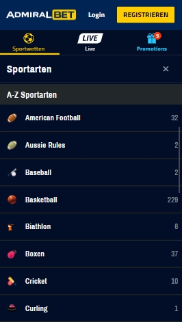 AdmiralBet Wetten