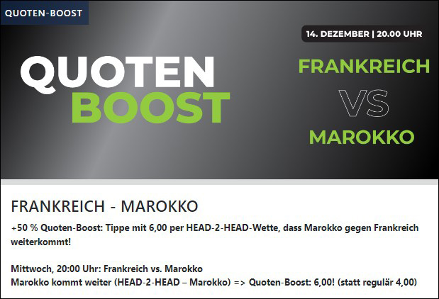 WM Quotenboost Frankreich Marokko Happybet