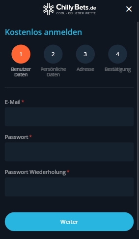 Bei Chillybets registrieren