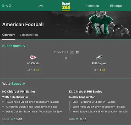 bet365 NFL Wetten