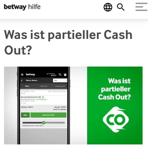 Betway Cash Out