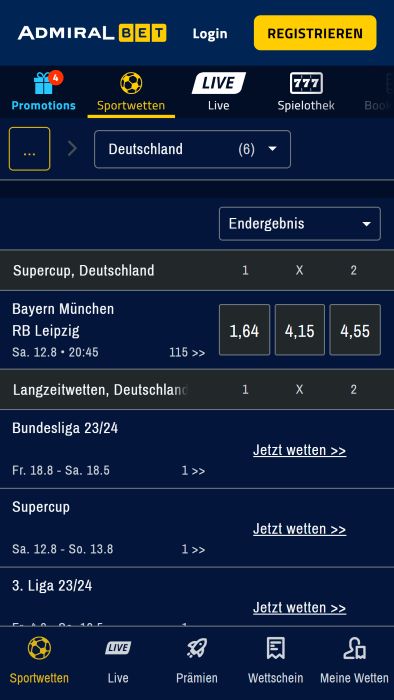AdmiralBet Sportwetten App
