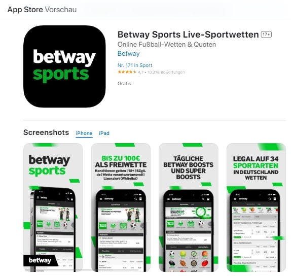 Betway App im iOS App Store
