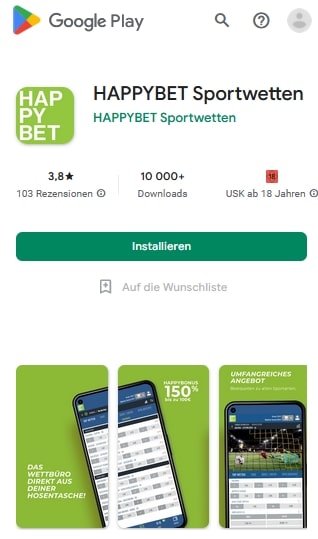 Happybet Sportwetten App im Google Play Store
