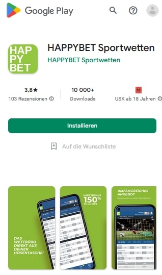 Happybet Sportwetten App im Google Play Store