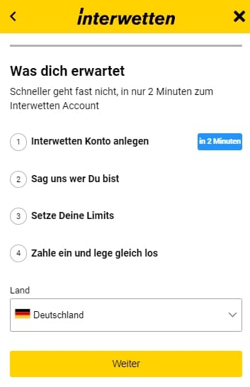 Interwetten registrieren