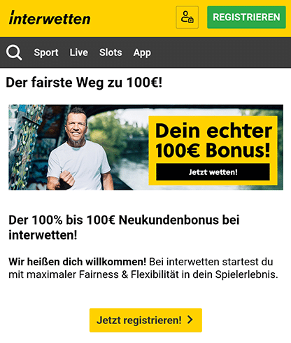 Interwetten 100€ Neukundenbonus