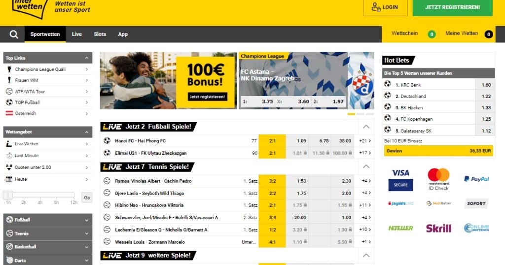 Interwetten Webseite