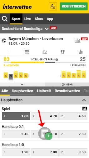 Interwetten App Wettschein