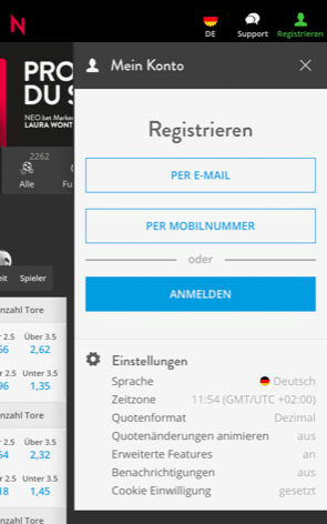 Neobet Registrierung