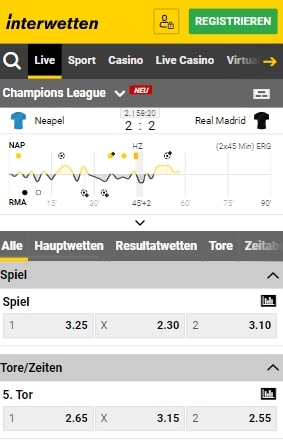 Interwetten Live-Wetten