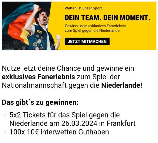 Interwetten Gewinnspiel Gratis Tickets und Wettguthaben