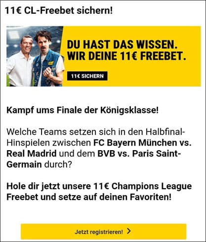 Interwetten Champions League 11€ Freebet