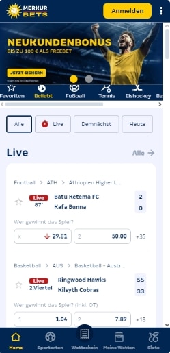 Merkur Bets mobile Seite