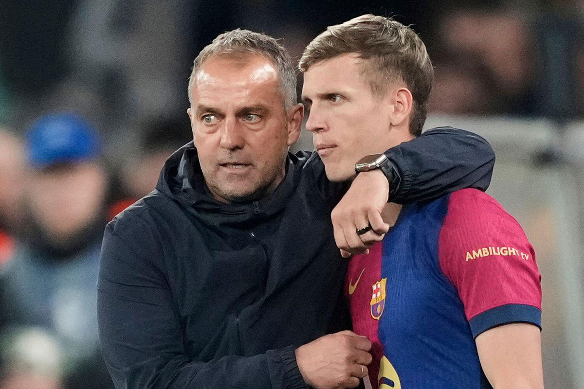 Hansi Flick und Dani Olmo / Barcelona Inter Tipp (© Associated Press / Alamy Stock Photo)